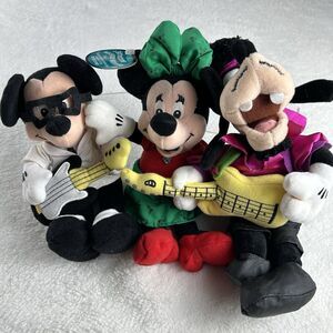 (3) Disney Plush Beanies – Birthstone Mini – Guitar Goofy and Mickey